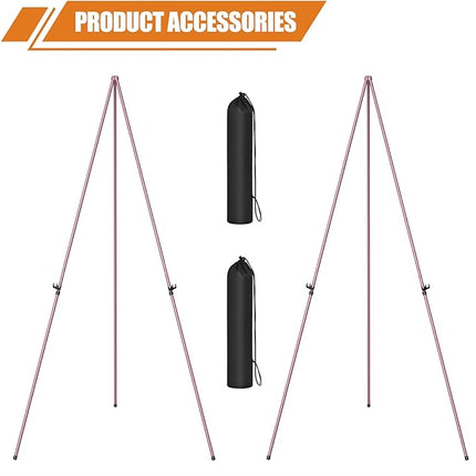 Easel Stand for Display, Aredy 63" Portable Painting Easel, Lightweight Metal Easels for Painting Canvas, Wedding Sign (2 Pack, Pink)