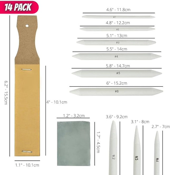 Mr. Pen - 14 Pack of Blending Stumps, Art Eraser, Blending Sticks for Drawing, Shading Pencils for Sketching
