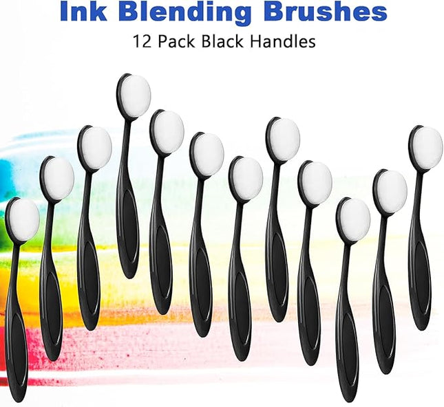 12 Pack Ink Blending Brushes for Crafting Stencil Blender Brushes, Ink Blending Tool for Stamping Scrapbooking, Card Making Blenders for Crafter (Size 4, Black Handles)