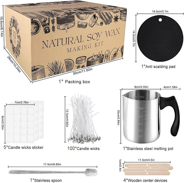 Wfmolcand Candle Making Kits for Adults,Beginner,Kids, Soy Wax, Making Supplies Include 10 LB Soy Wax Flakes, 100 Candle Wick, Centering Devices, Melting Pot
