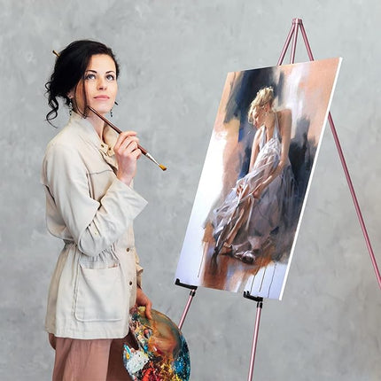 Easel Stand for Display, Aredy 63" Portable Painting Easel, Lightweight Metal Easels for Painting Canvas, Wedding Sign (2 Pack, Pink)