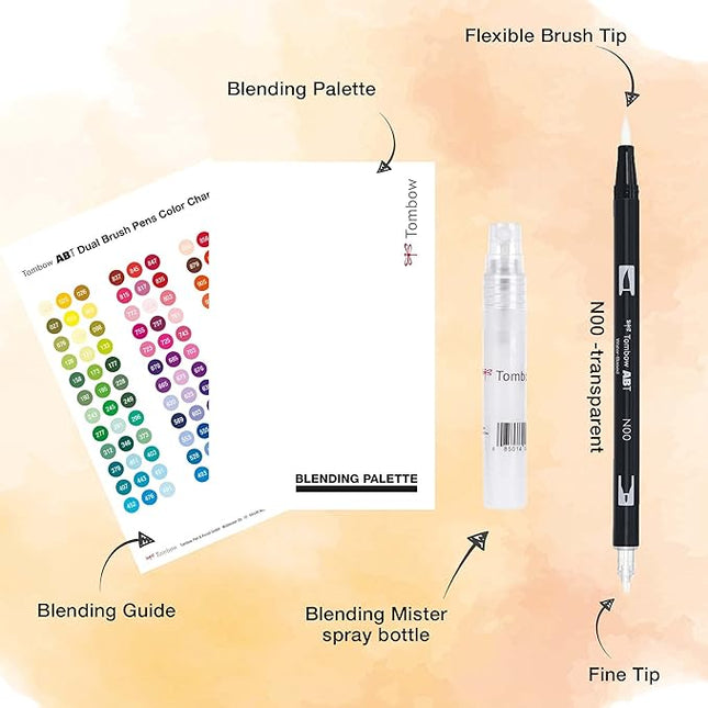 Tombow 56182 Blending Kit. Includes Blending Palette, Colorless Blender, Spray Mister, and Blending Guide, Multicolor, 3 Piece Set