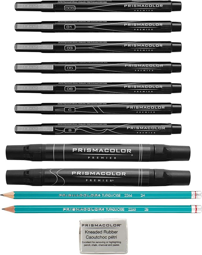 Prismacolor Premier Advanced Hand Lettering Set With Illustration Markers Art Pens Pencils Eraser And Tips Pamphlet Adult Coloring 13 Count