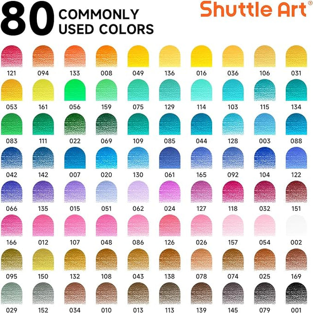 Shuttle Art 80 Colored Pencils, Colored Pencils for Adult Coloring, Soft Core Color Pencil, Drawing Supplies for Adults Kids Artists Beginners Drawing Coloring Sketching